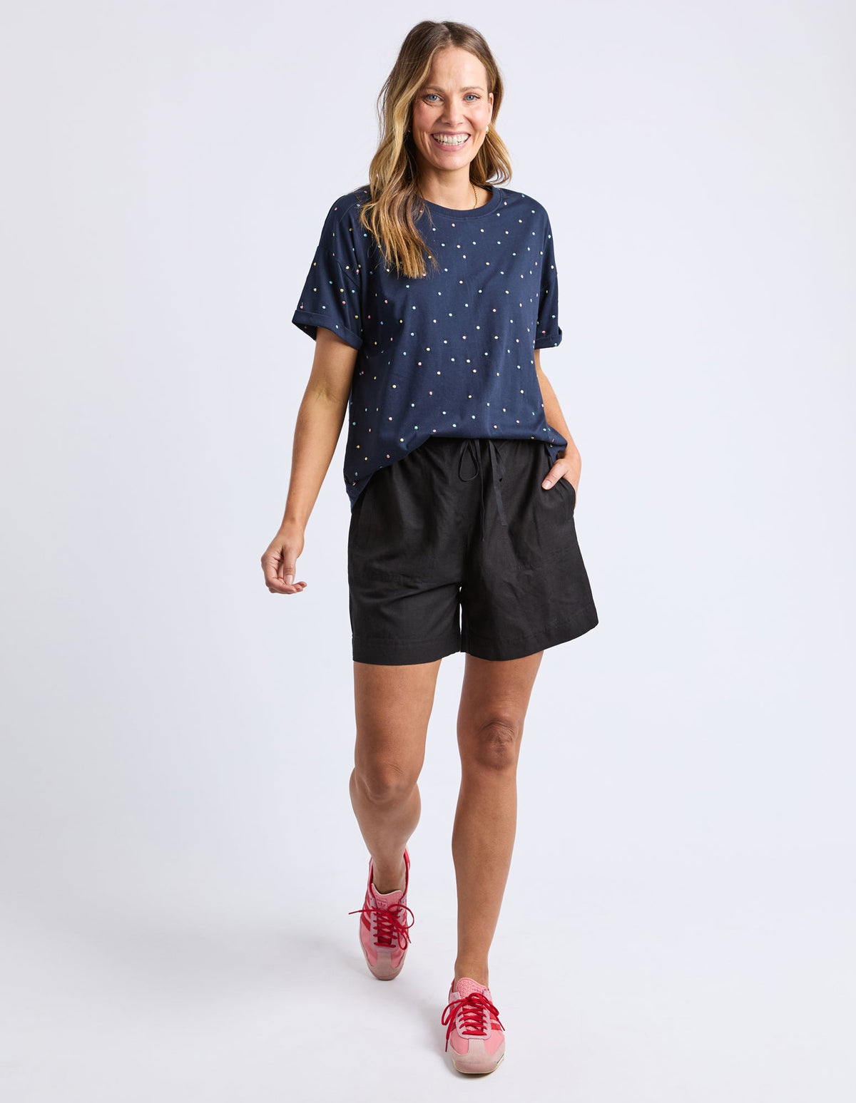 ELM_FESTIVE SPOT TEE NAVY _ FESTIVE SPOT TEE NAVY _ Ebony Boutique NZ