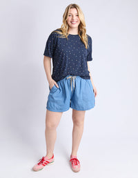 ELM_FESTIVE SPOT TEE NAVY _ FESTIVE SPOT TEE NAVY _ Ebony Boutique NZ