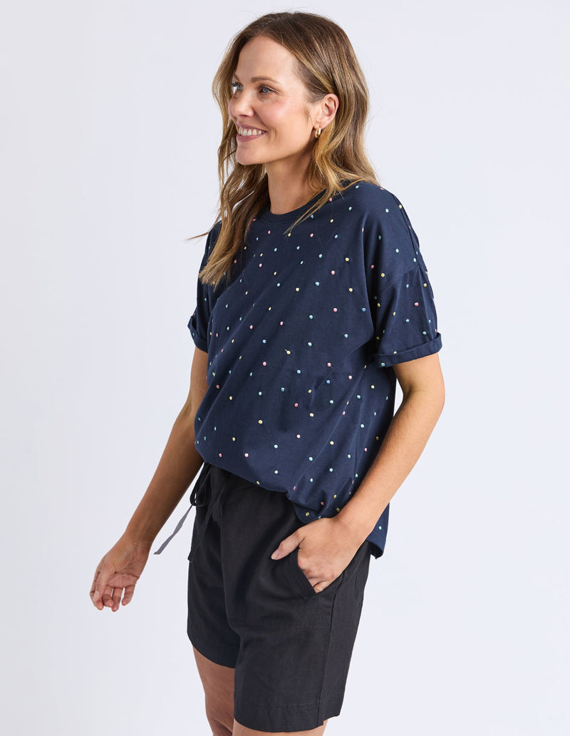 ELM_FESTIVE SPOT TEE NAVY _ FESTIVE SPOT TEE NAVY _ Ebony Boutique NZ