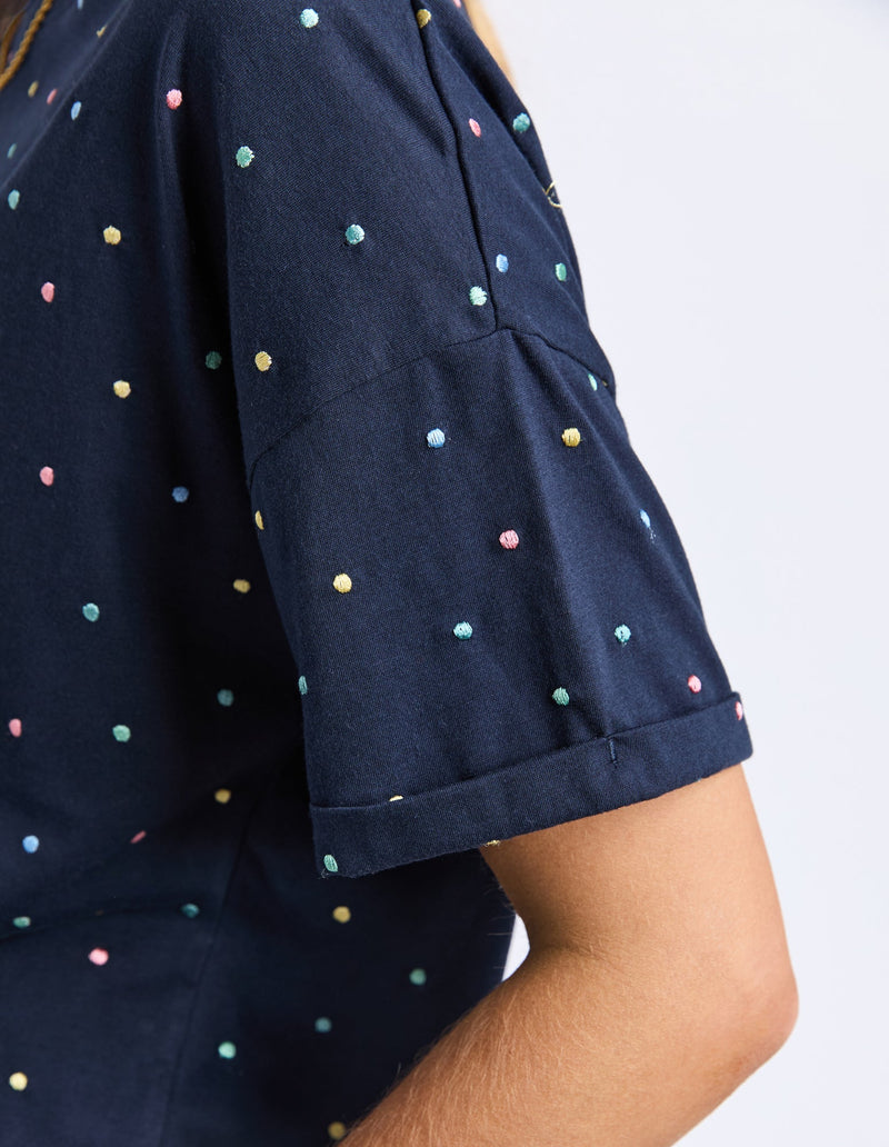ELM_FESTIVE SPOT TEE NAVY _ FESTIVE SPOT TEE NAVY _ Ebony Boutique NZ