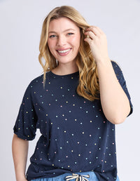ELM_FESTIVE SPOT TEE NAVY _ FESTIVE SPOT TEE NAVY _ Ebony Boutique NZ