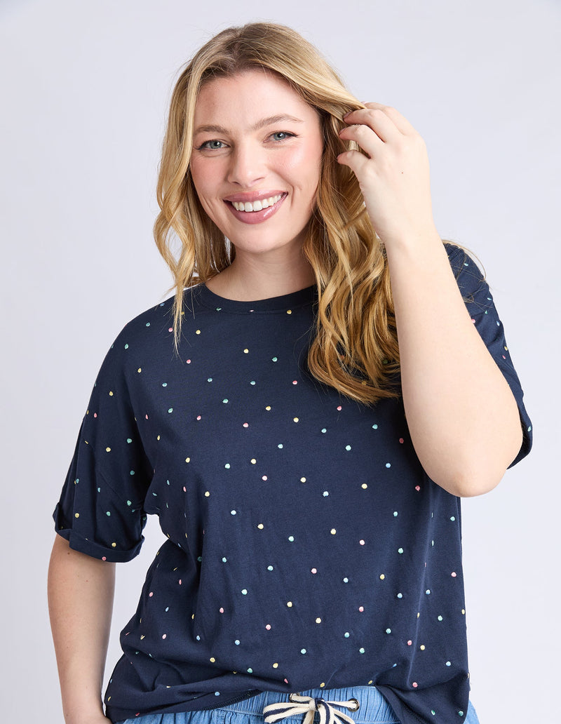 ELM_FESTIVE SPOT TEE NAVY _ FESTIVE SPOT TEE NAVY _ Ebony Boutique NZ