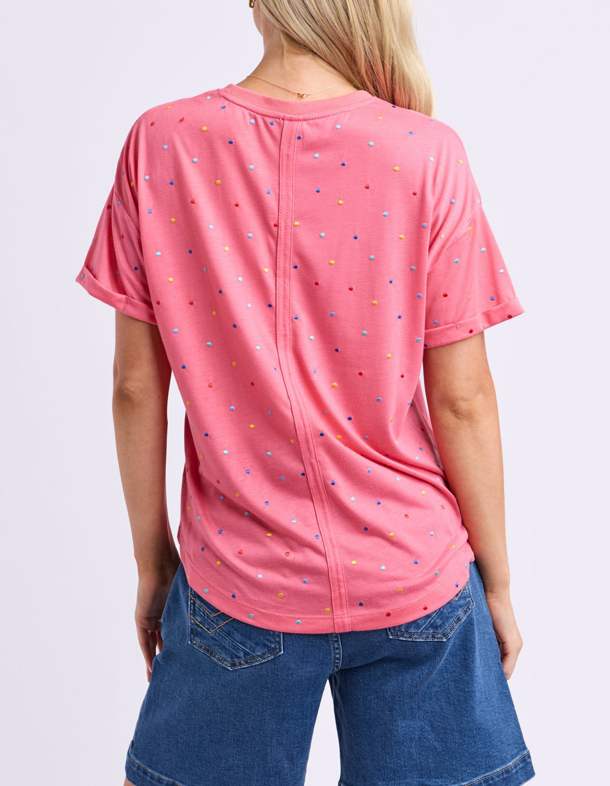 FESTIVE SPOT TEE PINK LEMONADE_by_ELM_women's_in_New Zealand_ BACK _