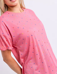 FESTIVE SPOT TEE PINK LEMONADE_by_ELM_women's_in_New Zealand_ DETAIL _