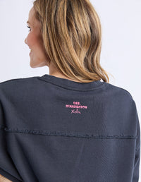 FLAMING HEART CREW NAVY_by_ELM_women's_in_New Zealand_ DETAIL _