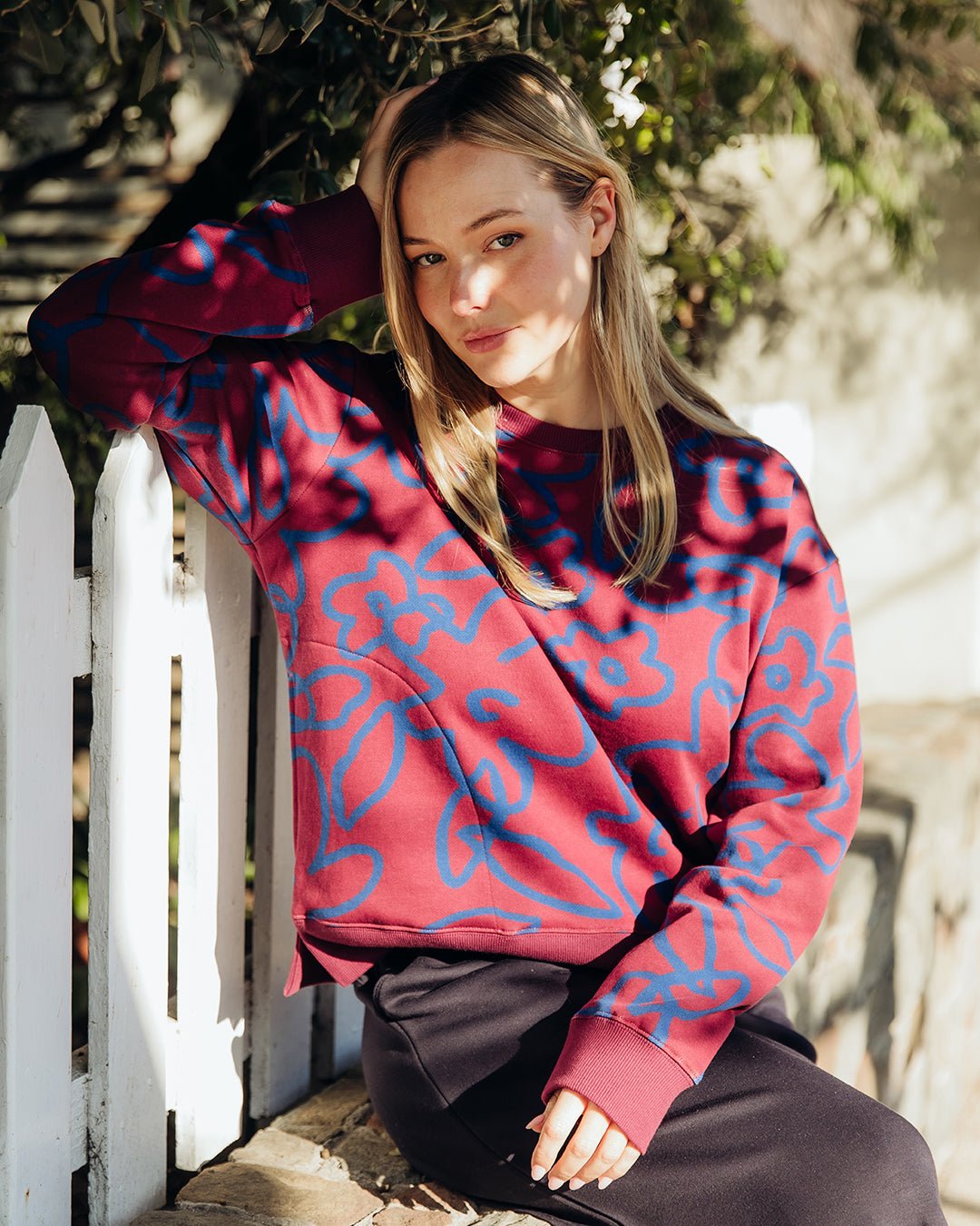 FREEDOM FLORAL CREW_by_ELM_women's_in_New Zealand_ FREEDOM FLORAL CREW _