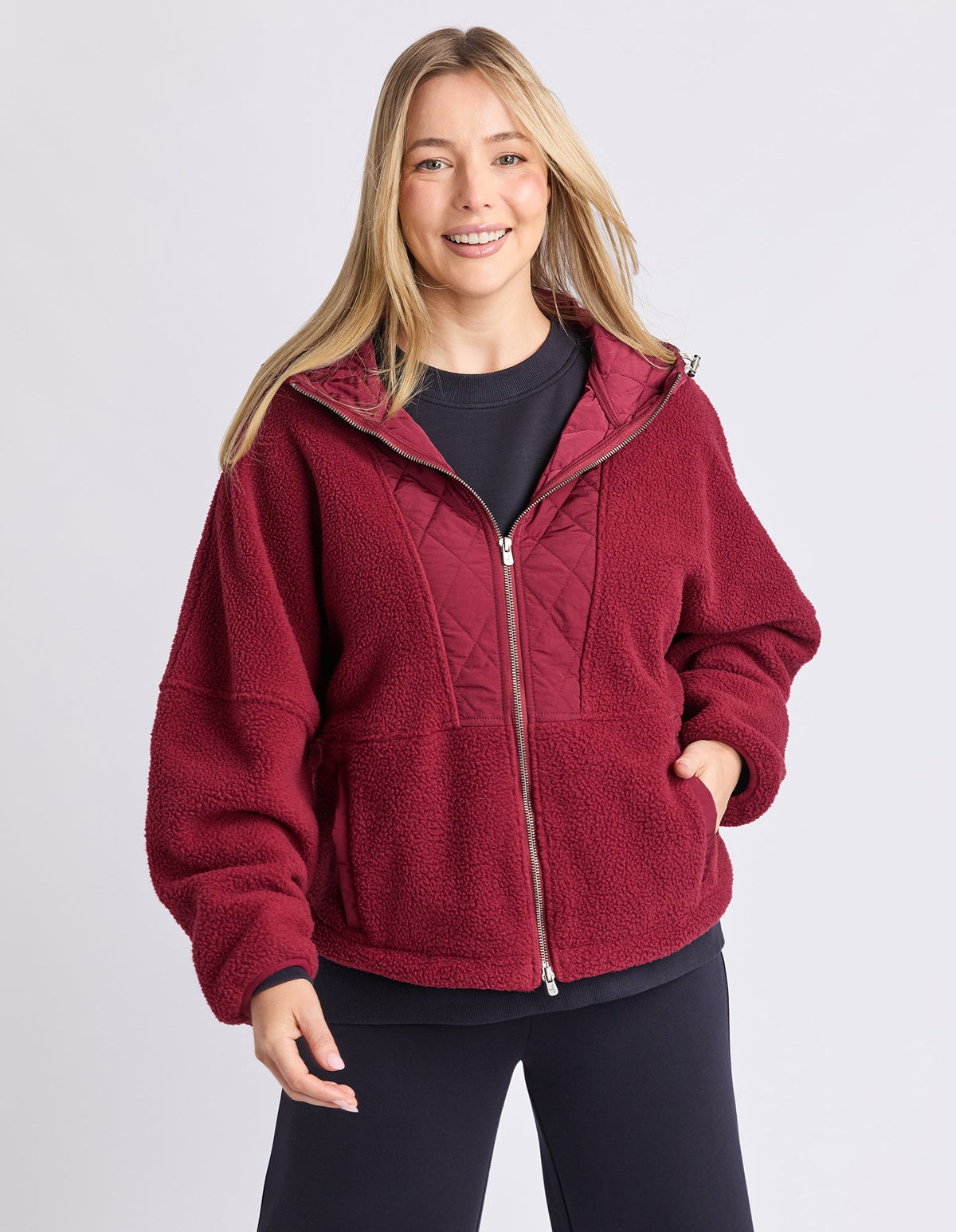 FREEDOM QUILTED FLEECE JACKET PLUM_by_ELM_women's_in_New Zealand_ FREEDOM QUILTED FLEECE JACKET PLUM _