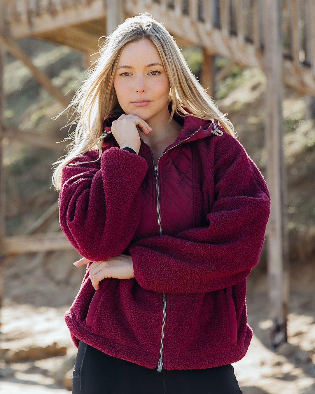 FREEDOM QUILTED FLEECE JACKET PLUM_by_ELM_women's_in_New Zealand_ FREEDOM QUILTED FLEECE JACKET PLUM _