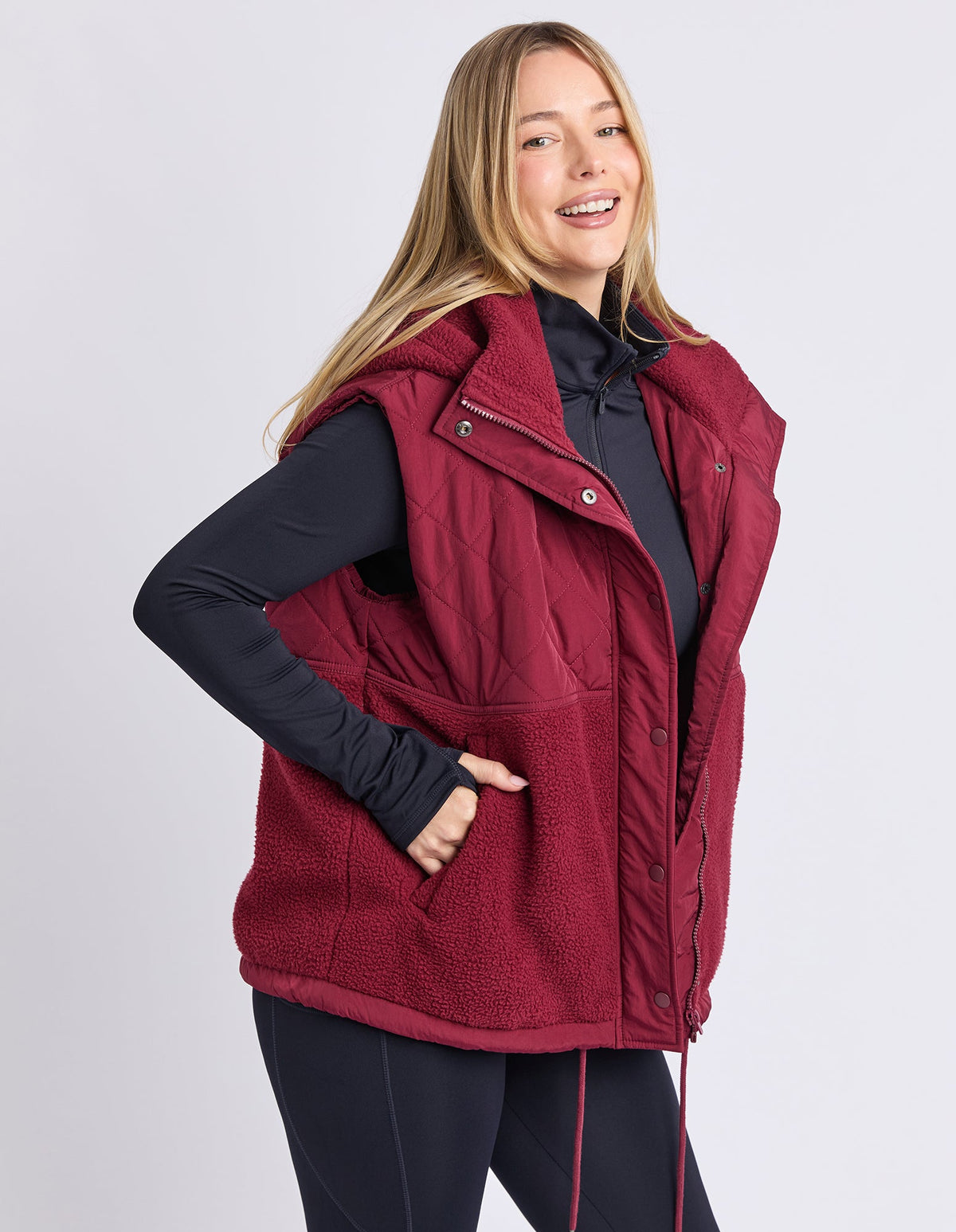 FREEDOM QUILTED FLEECE VEST PLUM_by_ELM_women's_in_New Zealand_ FREEDOM QUILTED FLEECE VEST PLUM _