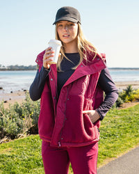 FREEDOM QUILTED FLEECE VEST PLUM_by_ELM_women's_in_New Zealand_ FREEDOM QUILTED FLEECE VEST PLUM _