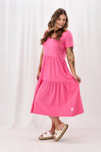 ELM_GIGI TIERED MIDI DRESS AURORA PINK _ GIGI TIERED MIDI DRESS AURORA PINK _ Ebony Boutique NZ