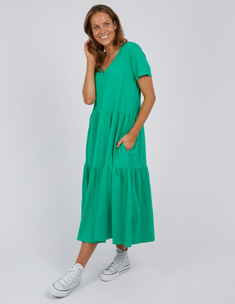 ELM_GIGI TIERED MIDI DRESS SPRING GREEN _ GIGI TIERED MIDI DRESS SPRING GREEN _ Ebony Boutique NZ