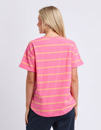 HALLI SHORT SLEEVE TEE - STRIPE PINK/PEACH_by_ELM_women's_in_New Zealand_ BACK _