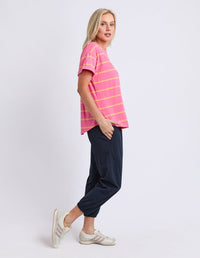 HALLI SHORT SLEEVE TEE - STRIPE PINK/PEACH_by_ELM_women's_in_New Zealand_ SIDE _