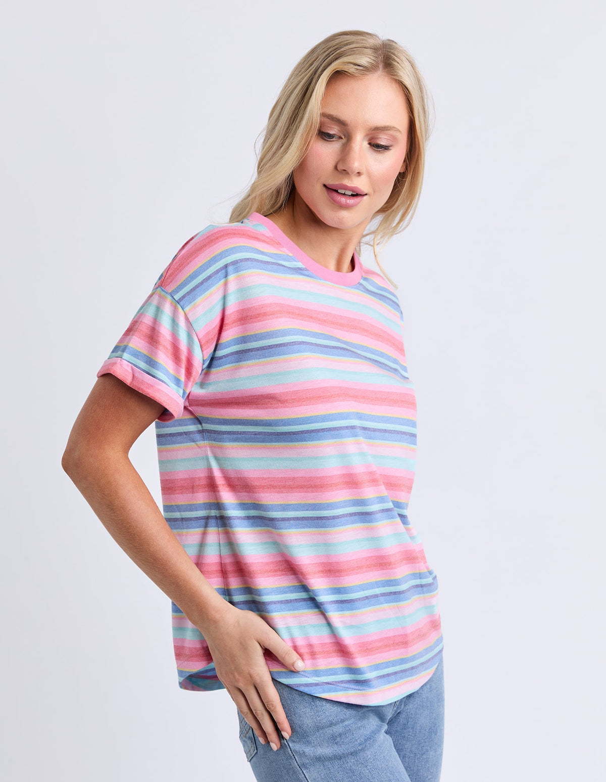 ICECREAM TEE STRIPE_by_ELM_women's_in_New Zealand_ SIDE _
