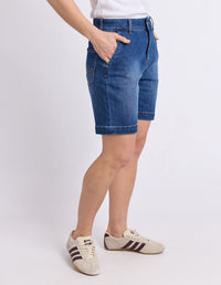 IZZY DENIM SHORT MID BLUE WASH_by_ELM_women's_in_New Zealand_ SIDE _