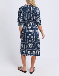 JENNY DRESS NAVY PRINT_by_ELM_women's_in_New Zealand_ BACK _