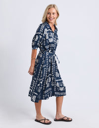 JENNY DRESS NAVY PRINT_by_ELM_women's_in_New Zealand_ SIDE _
