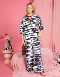 KIVI PANT MIDNIGHT ABSTRACT PRINT NAVY / NAVY / WHITE_by_ELM_women's_in_New Zealand_ FEATURED / FRONT _