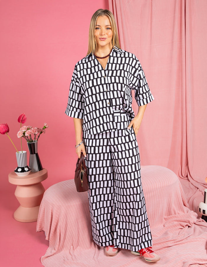 KIVI PANT MIDNIGHT ABSTRACT PRINT NAVY / NAVY / WHITE_by_ELM_women's_in_New Zealand_ FEATURED / FRONT _