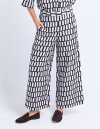 KIVI PANT MIDNIGHT ABSTRACT PRINT NAVY / NAVY / WHITE_by_ELM_women's_in_New Zealand_ ANGLE _
