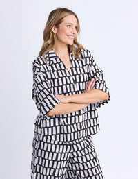 KIVI SHIRT MIDNIGHT ABSTRACT PRINT NAVY / NAVY / WHITE_by_ELM_women's_in_New Zealand_ SIDE _