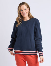 LILI FLEECE CREW NAVY_by_ELM_women's_in_New Zealand_ FEATURED / FRONT _