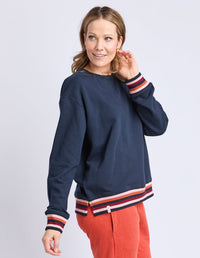LILI FLEECE CREW NAVY_by_ELM_women's_in_New Zealand_ SIDE _