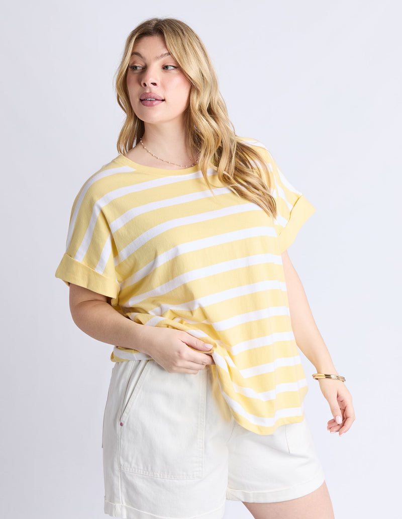 ELM_MADDISON TEE BANANA STRIPE _ MADDISON TEE BANANA STRIPE _ Ebony Boutique NZ