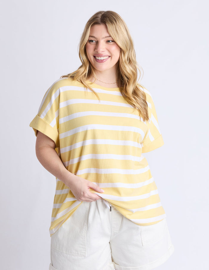 ELM_MADDISON TEE BANANA STRIPE _ MADDISON TEE BANANA STRIPE _ Ebony Boutique NZ