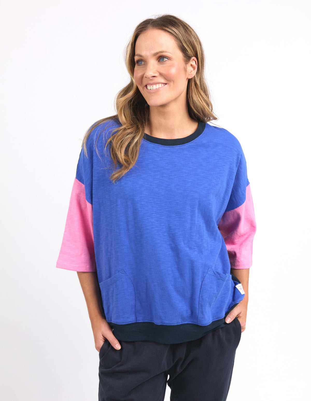 ELM_MAIZE COLOUR BLOCK SWEAT _ MAIZE COLOUR BLOCK SWEAT _ Ebony Boutique NZ