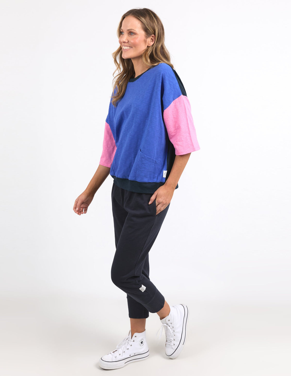 ELM_MAIZE COLOUR BLOCK SWEAT _ MAIZE COLOUR BLOCK SWEAT _ Ebony Boutique NZ