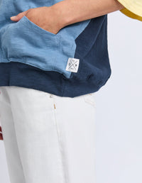 ELM_MAZIE COLOUR BLOCK SWEAT BANANA AND NAVY _ MAZIE COLOUR BLOCK SWEAT BANANA AND NAVY _ Ebony Boutique NZ