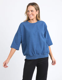 MAZIE SWEAT DENIM LOOK WASHED BLUE_by_ELM_women's_in_New Zealand_ FEATURED / FRONT _