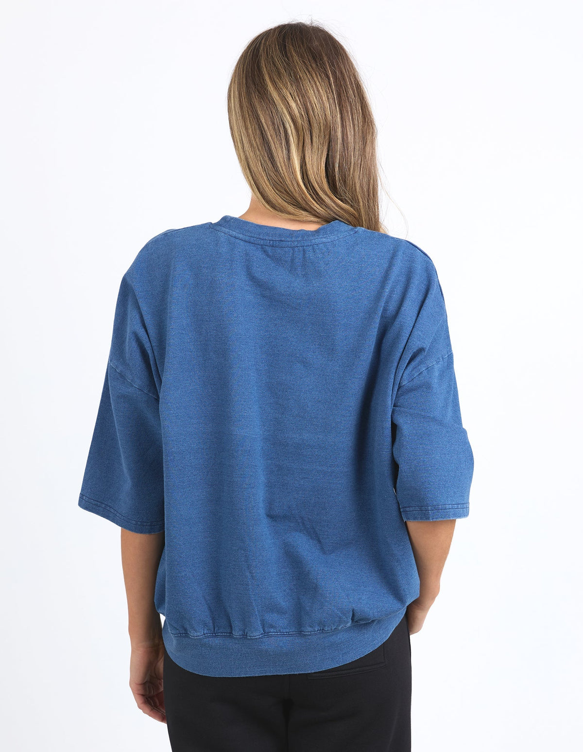 MAZIE SWEAT DENIM LOOK WASHED BLUE_by_ELM_women's_in_New Zealand_ BACK _