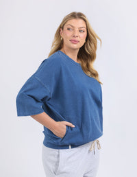 MAZIE SWEAT DENIM LOOK WASHED BLUE_by_ELM_women's_in_New Zealand_ SIDE _