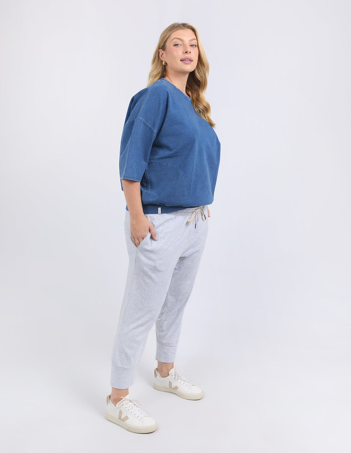 MAZIE SWEAT DENIM LOOK WASHED BLUE_by_ELM_women's_in_New Zealand_ ANGLE _