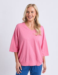 MAZIE VEE NECK PINK LEMONADE_by_ELM_women's_in_New Zealand_ MODEL _