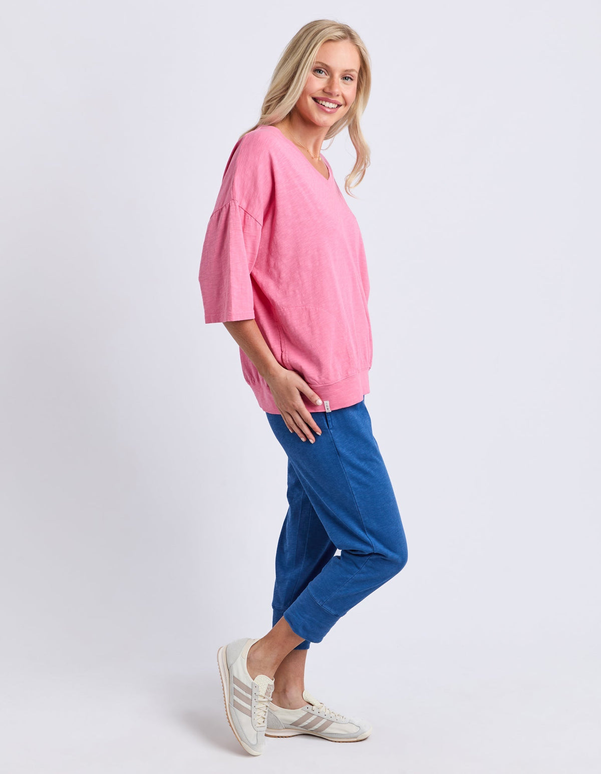 MAZIE VEE NECK PINK LEMONADE_by_ELM_women's_in_New Zealand_ SIDE _
