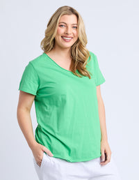 ELM_PIMA VEE TEE SPRING GREEN _ PIMA VEE TEE SPRING GREEN _ Ebony Boutique NZ
