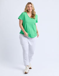 ELM_PIMA VEE TEE SPRING GREEN _ PIMA VEE TEE SPRING GREEN _ Ebony Boutique NZ