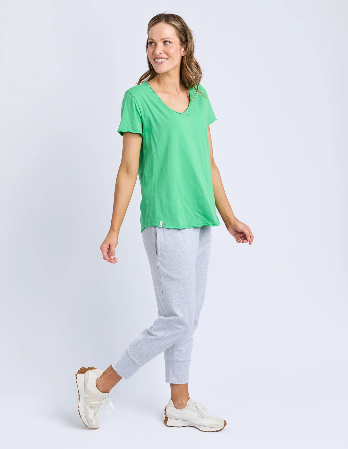 ELM_PIMA VEE TEE SPRING GREEN _ PIMA VEE TEE SPRING GREEN _ Ebony Boutique NZ
