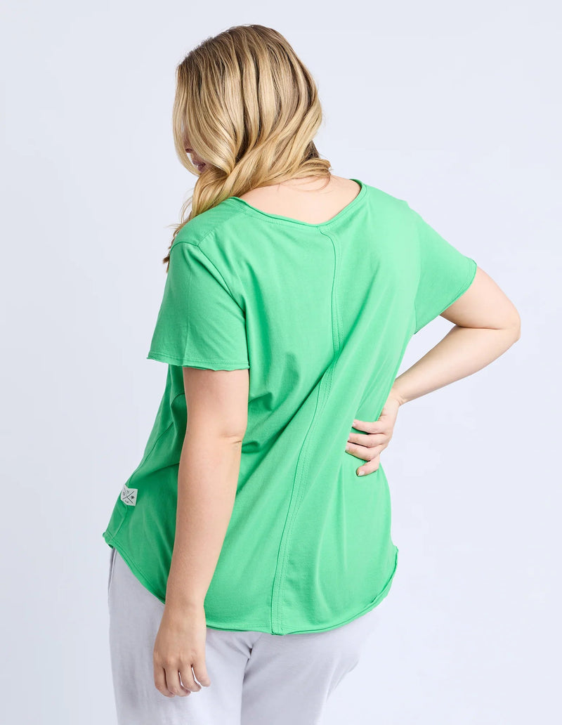 ELM_PIMA VEE TEE SPRING GREEN _ PIMA VEE TEE SPRING GREEN _ Ebony Boutique NZ