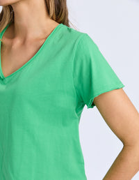 ELM_PIMA VEE TEE SPRING GREEN _ PIMA VEE TEE SPRING GREEN _ Ebony Boutique NZ