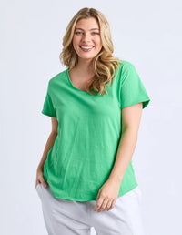 ELM_PIMA VEE TEE SPRING GREEN _ PIMA VEE TEE SPRING GREEN _ Ebony Boutique NZ