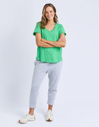 ELM_PIMA VEE TEE SPRING GREEN _ PIMA VEE TEE SPRING GREEN _ Ebony Boutique NZ