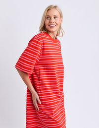 ROUGE TEE DRESS TANGELLO PINK STRIPE_by_ELM_women's_in_New Zealand_ SIDE _