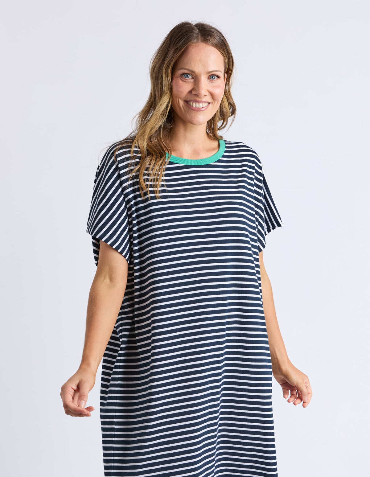 ELM_SABRINA DRESS NAVY STRIPE _ SABRINA DRESS NAVY STRIPE _ Ebony Boutique NZ