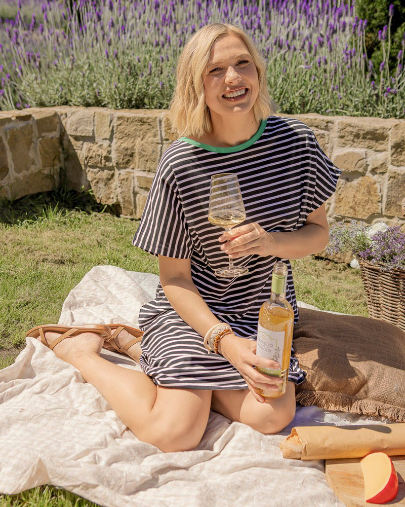 ELM_SABRINA DRESS NAVY STRIPE _ SABRINA DRESS NAVY STRIPE _ Ebony Boutique NZ