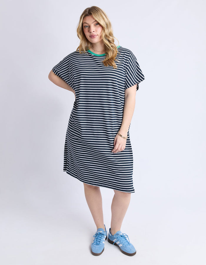 ELM_SABRINA DRESS NAVY STRIPE _ SABRINA DRESS NAVY STRIPE _ Ebony Boutique NZ